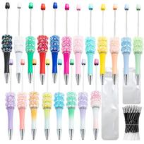DIY 3D Rose Rhinestone Beaded Pens Bulk Set 60Pcs with Refills Storage Bags white