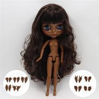 ICY DBS Blyth doll super black darkest skin Glossy face joint body dark Brown hair.No.BL0222/950 black