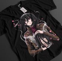 Attack On Titan Shirt Mikasa And Eren Tshirt Aot Tshirt Anime Top Graphic Tee M black