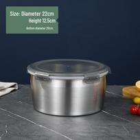 304 Stainless Steel Food-Grade Storage Bowl - Sealed, Fresh-Keeping Container for Kitchen, Freezer, and Fridge. 3500ml gray
