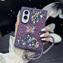 Case for Samsung Galaxy Z Fold 8 Ultra 7 6 5 4 3 with Bling Diamond Detachable Wrist Strap Shockproof Luxury Women Protective Cover Phone Bumpers for Samsung Z Fold8 violetinė