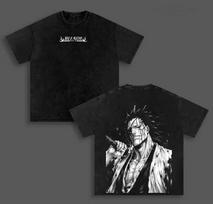 Zaraki Kenpachi BLEACH Manga Retro T Shirt Vintage Washed T-shirt Men Clothing Short Sleeve Oversized 100% Cotton Tees Tops 4XL black