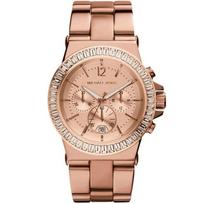 MICHAEL KORS Dylan Moteriškas kvarcinis chronografo laikrodis Rožinio aukso ciferblatas Rožinio aukso spalvos nerūdijančio plieno apyrankė 42mm MK5412 rožinio aukso spalvos