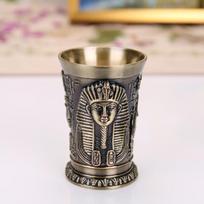 Vintage Egyptian Pharaoh Embossed Metal Shot Cup 30ml Antique Bronze Liquor Cup Bar Party Collectible Gift 891ab Bronze beige