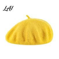 Slouchy Artist Hat Women Wool Beret Hat Elegant Classic Solid Color Winter Daily Casual Wear Accessory Cap Soft Breathable Blend Headwear for Ladies geltona