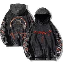 Unisex Harajuku Anime/Manga Graphic Pullover Hoodie 3XL gray