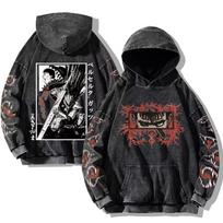 Unisex Harajuku Anime/Manga Graphic Pullover Hoodie L gray