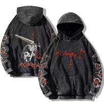 Unisex Harajuku Anime/Manga Graphic Pullover Hoodie XXL gray