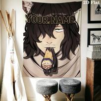 Custom Name shota aizawa Wall Tapestry Aesthetic Wall Hanging Printed Fabric Blanket Decorative Tapestries for Bedroom Living Room Home Decor 100cm x 150cm gray