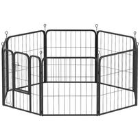 Eight Panel Dog Playpen With Door For Large Dogs Indoors Outdoors 60cm Tall Black