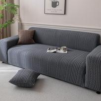 Jacquard Fleece Elastic Sofa Cover, Lazy All-Inclusive Integrated Sofa Cover, Universal In All Seasons, Anti-Cat Scratch Single (90cm-140cm/34.4in-55.1in) gray
