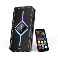 PANO-MOUNTS ARGB Fan Controller PWM Hub, 9 PWM Ports + 9 ARGB Ports, 5V 3-pin Motherboard Sync, SATA Power Input, for PC Case Fans, Magnetic Type,