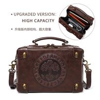 SHELKSBAG Steampunk Leather Messenger Bags for Woman 2025 Fashion Punk Single Shoulder Bags Rivets Crossbody Tote Handbag Pack black