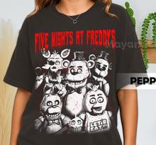 Retro 90's Comfort Colors Five Nights At Freddy's T-Shirt, FNAF Halloween Horror Movie Bootleg Fan Tee T-Shirt,Gift For Women and Man 4XL gray