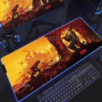 Žaidimų D-DOOM E-Eternal Pelės Padas RGB Šviečiantis Didelis Stalo Padas Užšifruotas Neslystantis Super Didelis Žaidimų Pelės Padas Prailgintas Žaidimų Kilimėlis 40cmx90cm(15.7x35.4inch)