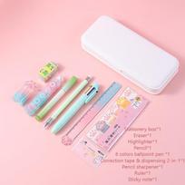 Cute Cat Paw Stationery Set Pencil Case Gradient Color School Supplies Gift Box for Kids Students Back to School Supplies 1 Stationery Set