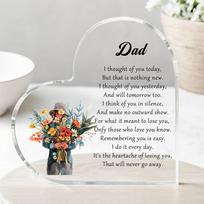 2D Flat, 1pc Retro Dad Memorial Keepsake Sign  I Thought of You Today  - Flower Bouquet Acrylic Heart Table Decor Suitable for Sympathy Gifts, Remembr 10x10cm gray