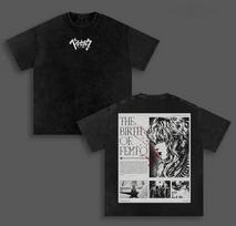Manga Berserk Griffith T-shirt For Men Clothing Gothic Y2k Vintage Washed T Shirt Summer Casual Short Sleeve Polyester Tee Clothes 2XL juoda