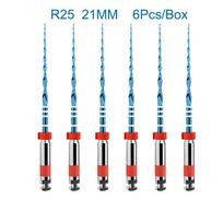 6 vnt./dėžutė Ortodontiniai dantų reciprocating mėlyni endodontiniai failai, naudojami tik su vienu varikliu, karščiu aktyvuojami 21/25/31 mm dantų gydymo instrumentas R25 21mm