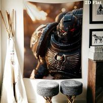 Warhammer 40K Wall Tapestry Aesthetic Wall Hanging Printed Fabric Blanket Decorative Tapestries for Bedroom Living Room Home Decor 100cm x 150cm black