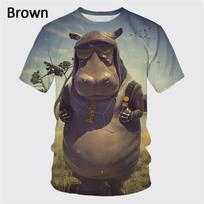 3D linksmas begemoto grafikos marškinėliai, pilnas spausdinimas, vyriški, juokingi begemoto T-shirt, trumpos rankovės, didelio dydžio, gyvūno T-shirt, gatvės stilius XXL black