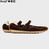 2025 new red Mary Jane women's shoes spring new pleated sports and leisure shoes retro ballet training shoes 40 tamsiai ruda spalva