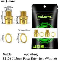 RISK Bicycle Pedal Extension Axle MTB Road Bike Lock Pedal Flat Pedal Extension Shaft Core Pedal Extension Shaft Crank Extender 16mm-golden black