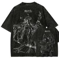 Hot Anime Frieren: Beyond Journey's End Fern Manga Graphic Print T-shirt Men Women Vintage Washed Cotton Streetwear Fashion Oversized Summer New Tee XXL black