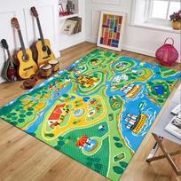 Kids Play City Map Road Print Non-Slip Area Rug Washable Absorbent Playroom Rug for Home Bedroom Nursery Kitchen Decor 40X60CM blue