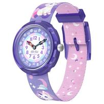SWATCH Flik Flak Feifei series quartz movement waterproof 30 meters fashion 31.85mm purple dial bio-based plastic case recycled PET strap ZFBNP233 violetinė