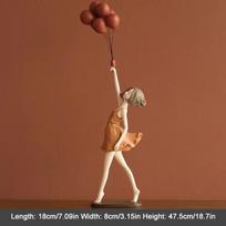 Creative Resin Balloon Girl Decoration for Home Figure Sculpture Statue Living Room Bedroom Desktop Ornament Craft Birthday Gift brown