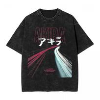 Manga Akira Graphic T Shirt Harajuku Vintage Washed Oversized T-Shirts Men Women Clothing Cotton Tops 3XL black