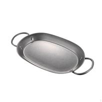 Seafood Pan Stainless Steel Oval with Loop Handles Vintage for Bistros Small Large gray