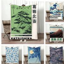 Vintage Hokusai Ohara Koson Japanese Art Throw Lightweight 240g Flannel Blanket Soft Skin-friendly for Summer Cooling 75x90cm beige