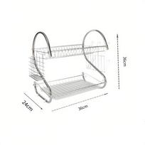 High Quality Stainless Steel Dish Drying Rack S Shape Metal Dish Drainer Space Saving 2 Tier Kitchen Organizer Kitchen white