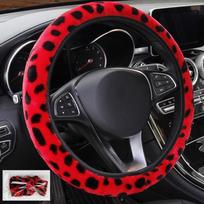Pliušinis spausdintas leopardo rašto vairo užvalkalas Elastingas Neslystantis Automobilių reikmenys None raudona