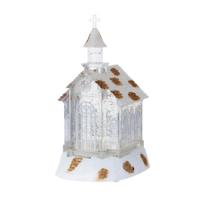 Christmas Snow Music Box with Church House – Musical Ornament with Snow for Holiday Decor One Size white