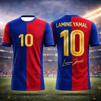 2026 Vasaros Barselonos Marškinėliai 10 Lamine Yamal Vaikams Suaugusiems Šeimai Greitai Džiūstantis Sportinis Treniruočių Futbolo Trumpomis Rankovėmis T-shirt XS red