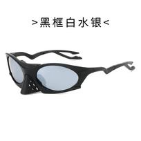 Outdoor sports cycling polarized sunglasses, trendy and retro style, suitable for travel and driving Black Frame White Mercury