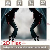 2D Flat Party Backdrop Banner - MJ Moonwalk Silhouette Cartoon Birthday Theme, Polyester Photo Background for Cake Table & Party Decor 70CMX110CM black