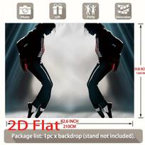 2D Flat Party Backdrop Banner - MJ Moonwalk Silhouette Cartoon Birthday Theme, Polyester Photo Background for Cake Table & Party Decor 150CMx210CM