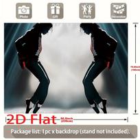 2D Flat Party Backdrop Banner - MJ Moonwalk Silhouette Cartoon Birthday Theme, Polyester Photo Background for Cake Table & Party Decor 180CMx230CM