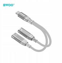 BWOO BZ68 adapter 2w1 2x USB-C - jack 3.5mm szary