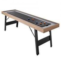 Stalo žaidimas Shuffleboard 2 viename 2.1x0.6x0.8 m sulankstomomis kojomis 8 žetonai šviesios medienos raštas