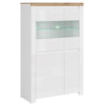 Pastatoma žema vitrina Vigo 2D2W, balta/ruda