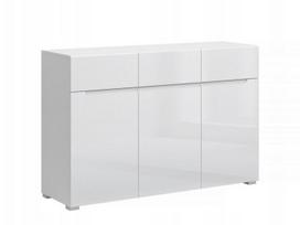 Komoda Yolk 3D3S, 135x41.8x90 cm, blizgi balta