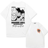 Anime Dragon Ball Goku Cartoon Summer tshirt Children's T-shirt Outdoor Casual Parent-child Tops Trendy Children's T-shirt 150 balta