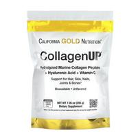 California Gold Nutrition, Hidrolizuoti jūrinių peptidų kolageno milteliai su hialurono rūgštimi ir vitaminu C, Be skonio, 206 g