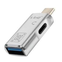 OTG USB ir USB C adapteris į USB C greito duomenų perdavimo LinQ sidabrinis