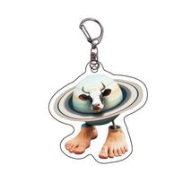 Creative Italian Brainrot Animal Keychains for Accessories Funny Sigma Skibidi Rice Cat Fool Meme Keychains Fans Friends Present Plastic gray